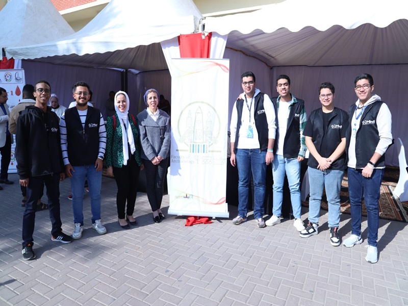 A campaign to raise awareness of the importance and benefits of permanent voluntary blood donation on the main campus of Ain Shams University