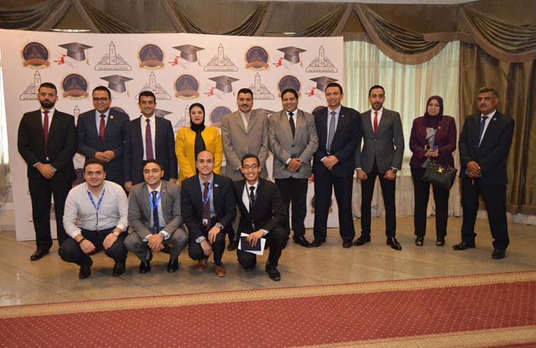 Members of the Egyptian House of Representatives praises the model of the House of Representatives simulation of the students of Ain Shams University