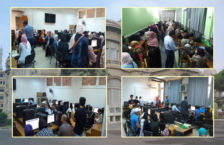 Receiving 500 students on the first day of coordinating the successful students in the second stage of the general secondary labs at Ain Shams University