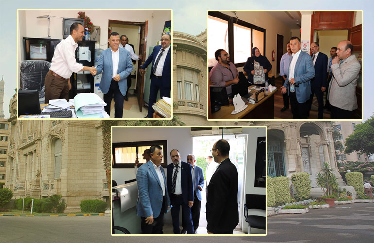 A tour of the President of Ain Shams University inside the main campus of the University