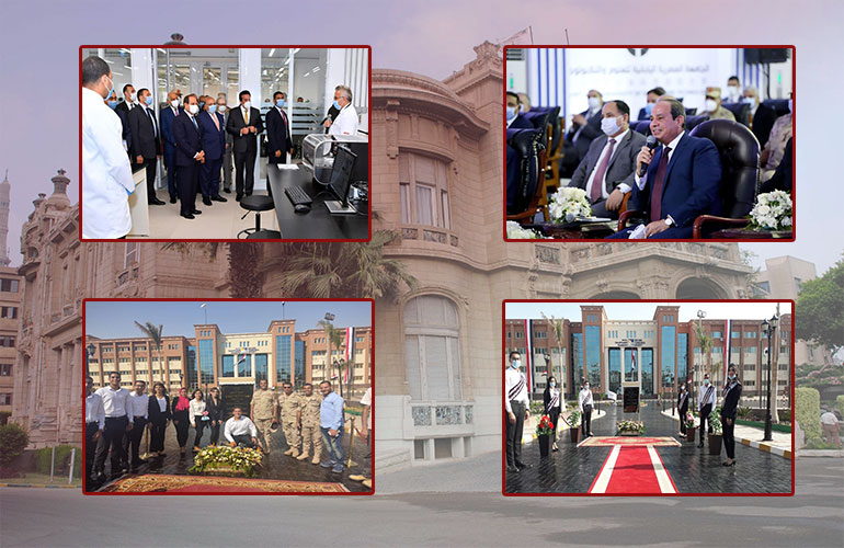 A group of Ain Shams University students participates with the President of the Republic in opening a number of educational facilities via video conference