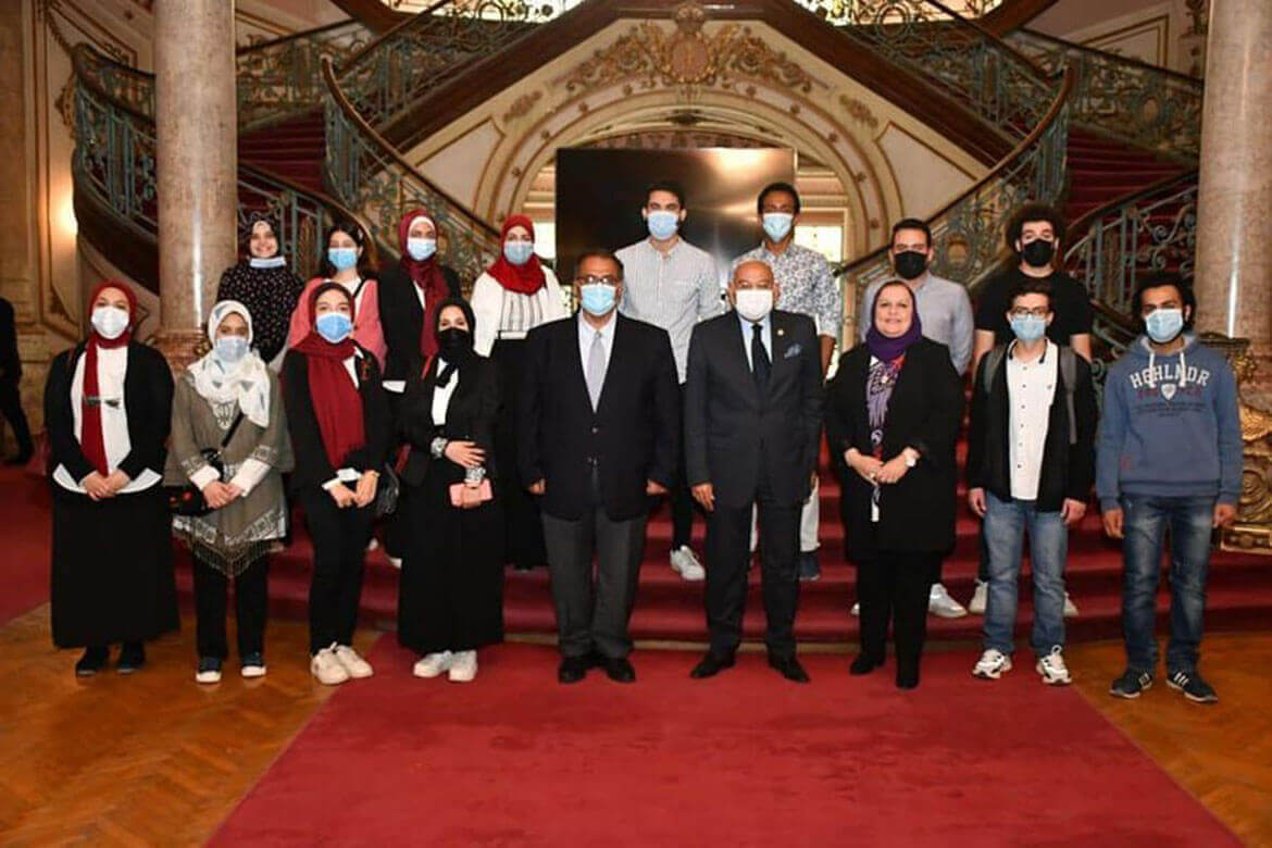 The Vice Presidents of the University congratulate the outstanding students who received the Excellence Scholarship offered by the Ministry of Social Solidarity