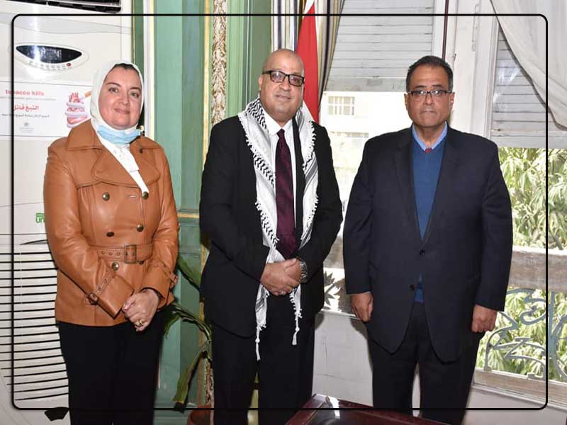 The Vice President for Education and Students meets the official of universities and student activities at the Embassy of the State of Palestine in Cairo