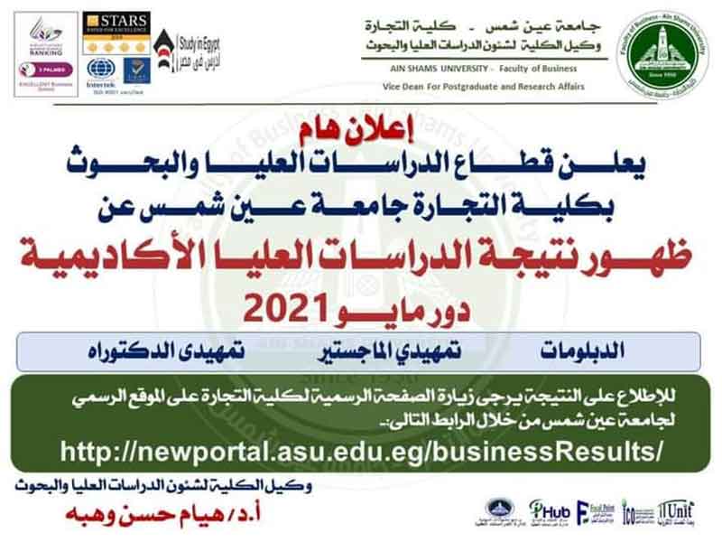 نتائج برامج الدراسات العليا لتجارة عين شمس إلكترونيًا على الموقع الرسمي لجامعة عين شمس