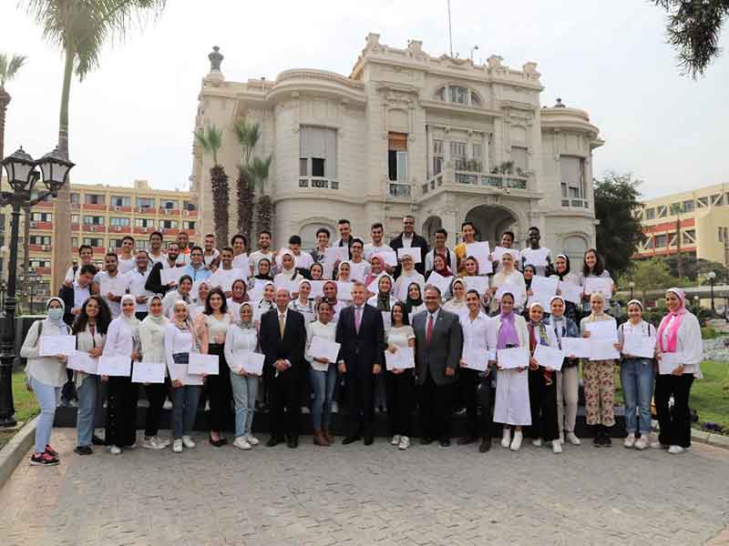 President and Vice President of Ain Shams University honor University choir team