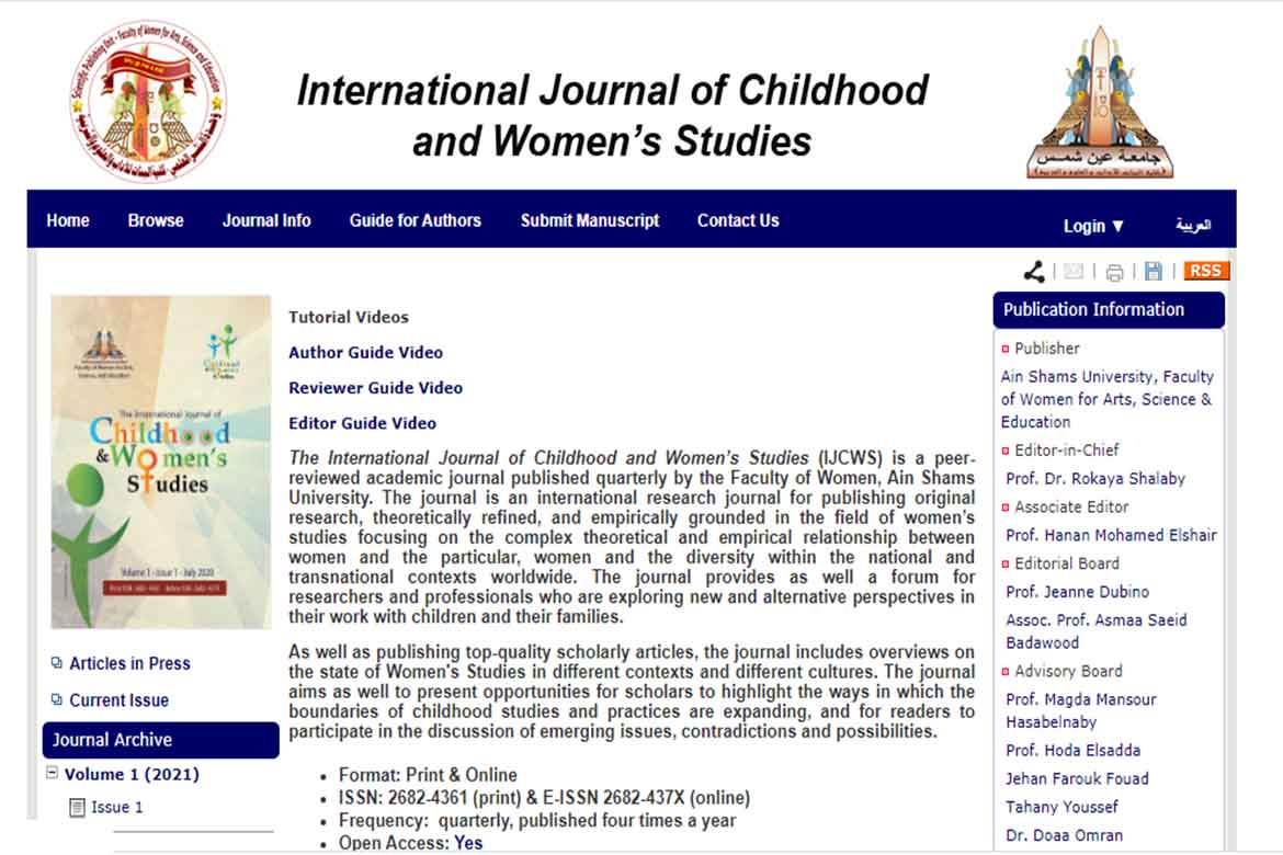 Faculty for Girls announces the issuance of the International Journal of Women and Child Studies