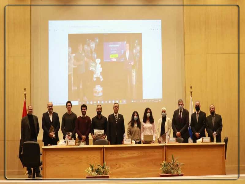 Faculty of Engineering honors the ASU COBOT team for winning second place in a robotics competition