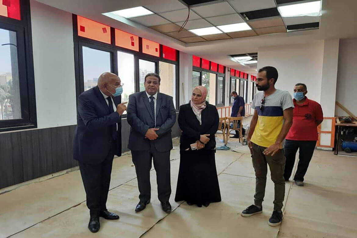 The Vice President of the University for Community Service follows up the developments of the construction renovations at the Faculty of Arts