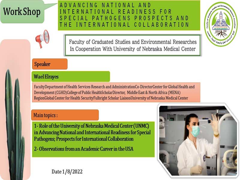 The Faculty of Graduate Studies and Environmental Research at Ain Shams University hosts the Director of the Center for Public Health and Development, University of Nebraska