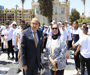 The President of Ain Shams University witnesses the closing ceremony of the Earth Day celebration, with the launch of a sports marathon