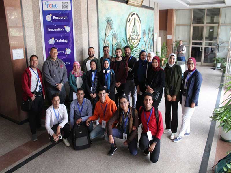 The conclusion of the IELTS qualification workshop at Ain Shams University, amidst a large turnout of students and faculty staff
