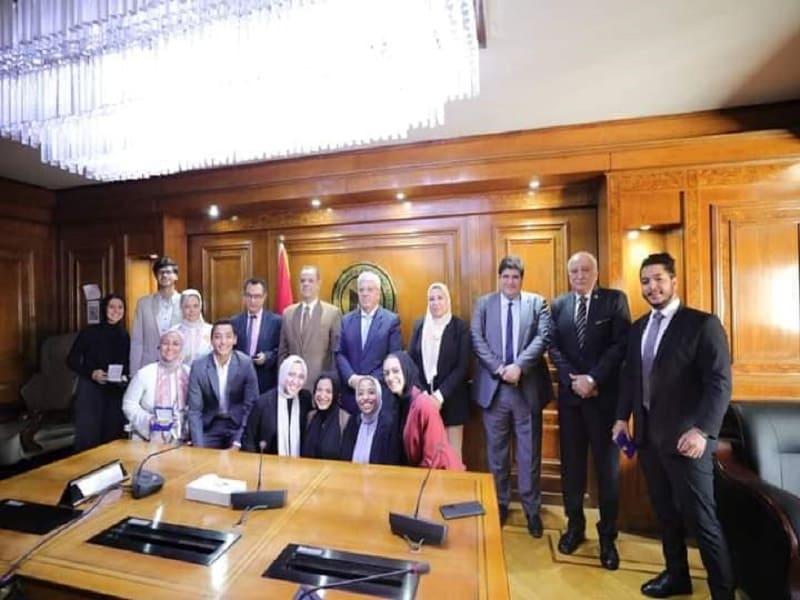 The Minister of Higher Education honors Ain Shams University students who won first place in the 2022 "Enactus" World Cup competition