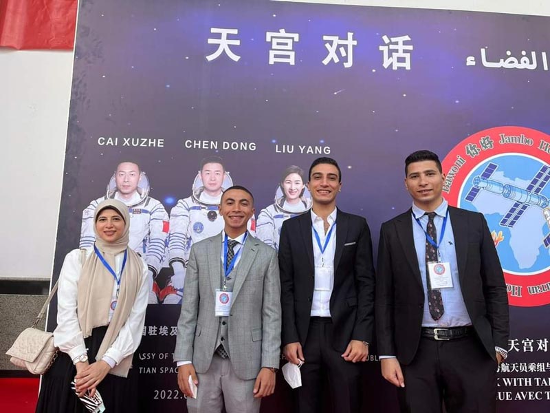 Confucius students in Ain Shams participate in the ceremony of the Embassy of the People's Republic of China in Egypt and the Chinese Space Agency
