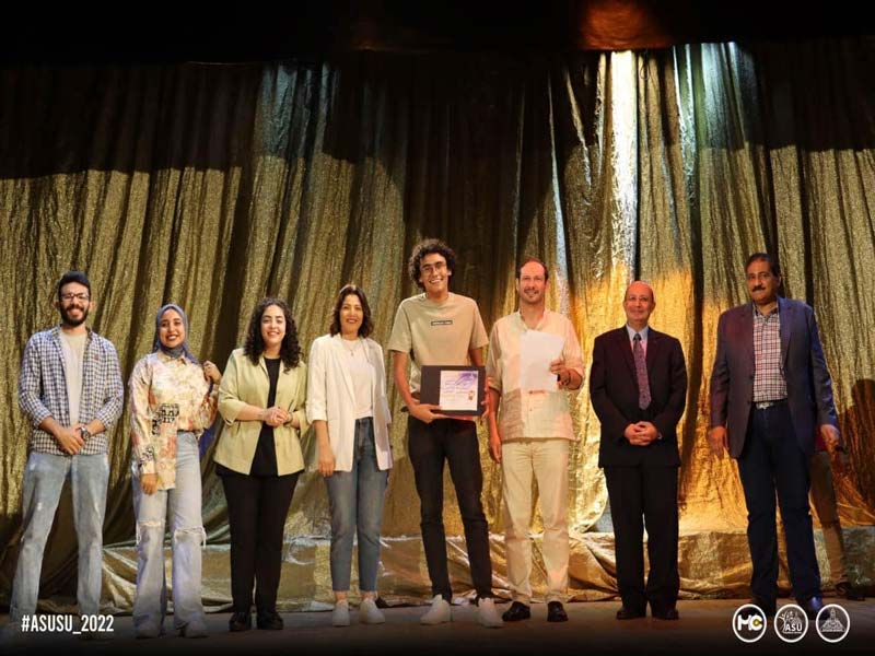 A second place for students of the theater team in the Great Theater Acting Festival at Ain Shams University
