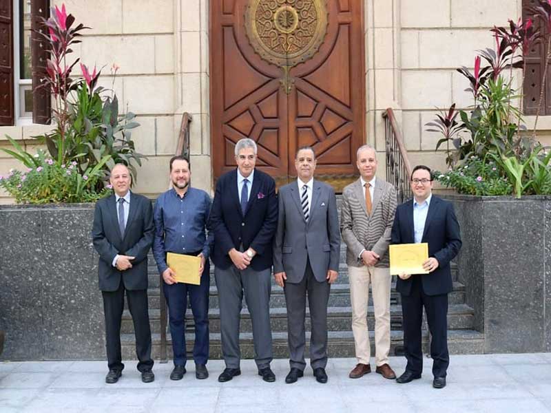 Honoring the members of the faculty staff of the team that won first place in the category of medium projects for Cairo Governorate during the activities of the Council of the Faculty of Engineering