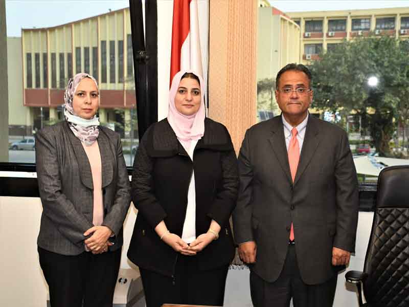 The Vice President for Education and Student Affairs and the Dean of Faculty of Computer and Information Sciences inspect the exams panels of the first semester exams at the faculty