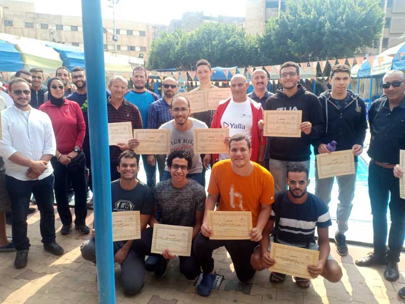 The results of the swimming championship competitions for male and female students in the sports league of Ain Shams University