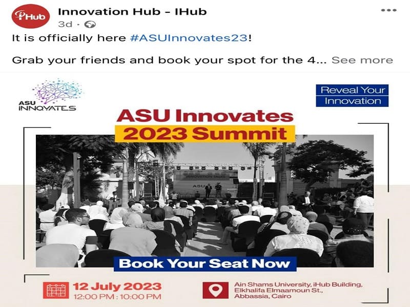 Wednesday, July 12th... Entrepreneurs Forum at Ain Shams Innovates 2023 competition