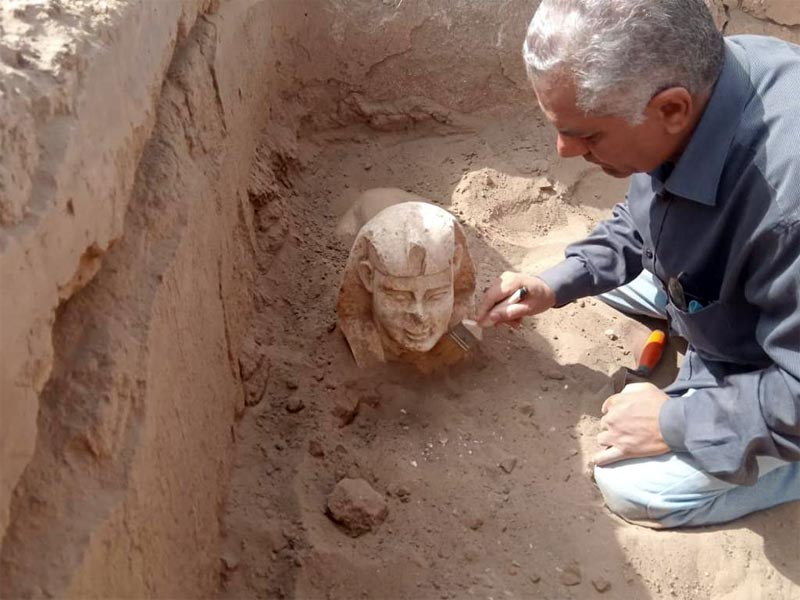 The Egyptian archaeological mission from Ain Shams University revealed a smiling Sphinx, a bilingual royal plaque, and the remains of Claudius' cabin next to the Dendera Temple.