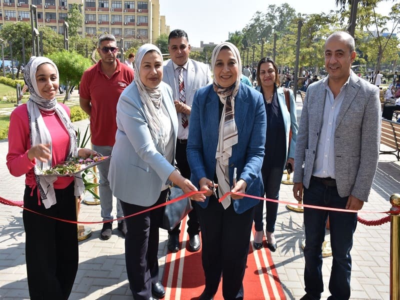 Prof.  Ghada Farouk opens the Egyptian Products Exhibition at Ain Shams University