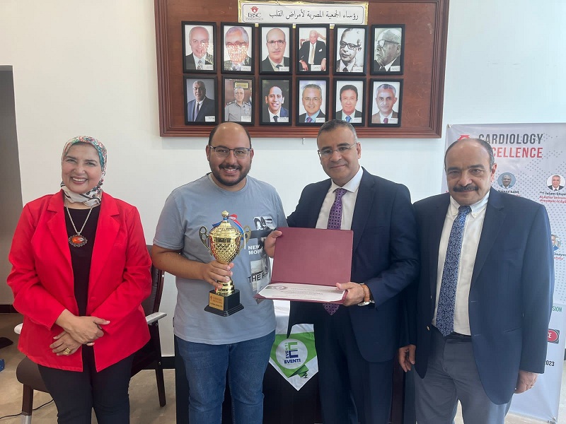 Ain Shams University congratulates young researchers of the Faculty of Medicine for winning the award for the best master's thesis, the second best doctoral thesis, and the Egyptian Society of Cardiology Cup