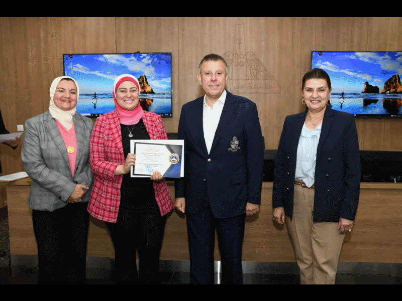 The President of Ain Shams University honors the expatriate sector coordinators in the faculties for their efforts during the Festival of Peoples' Cultures