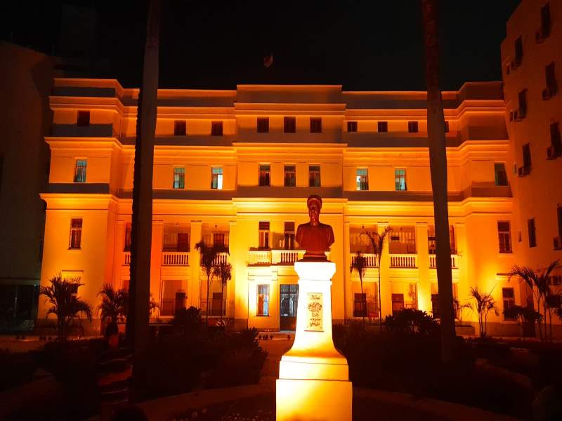 Ain Shams University Hospitals are illuminated in orange to celebrate World Patient Safety Day