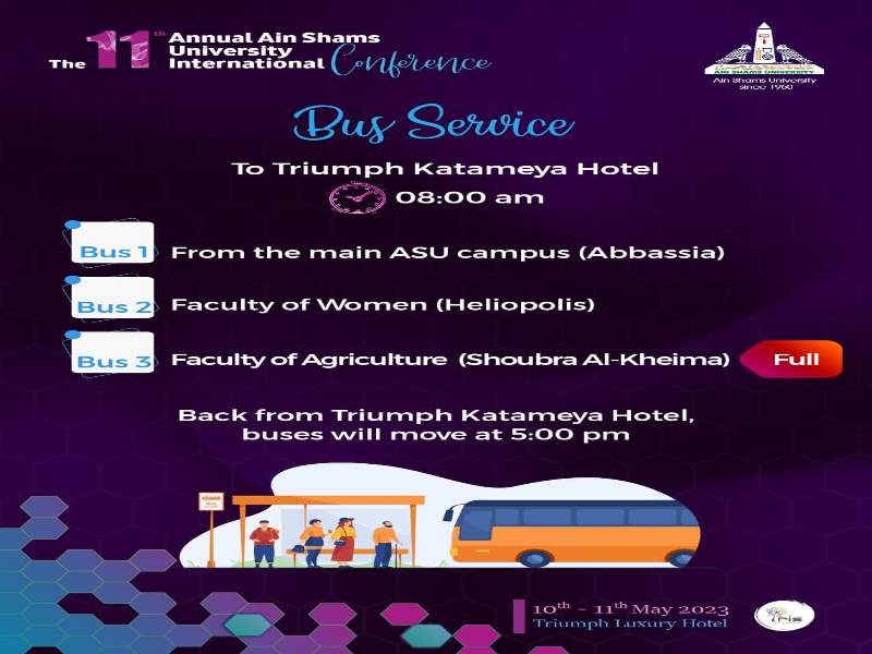 Ain Shams University provides transportation service for the visitors of the annual international conference of the university