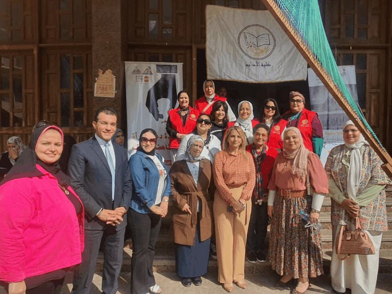 Opening of the charitable clothing exhibition at the Faculty of Arts, Ain Shams University, in cooperation with the Women’s Support and Anti-Violence Unit and the Rotary of Heliopolis
