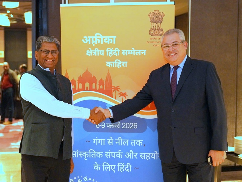 The Vice President of Ain Shams University for Education and Student Affairs Witnesses the Launch of the African Regional Conference on the Hindi Language, in Cooperation Between the University and the Embassy of India