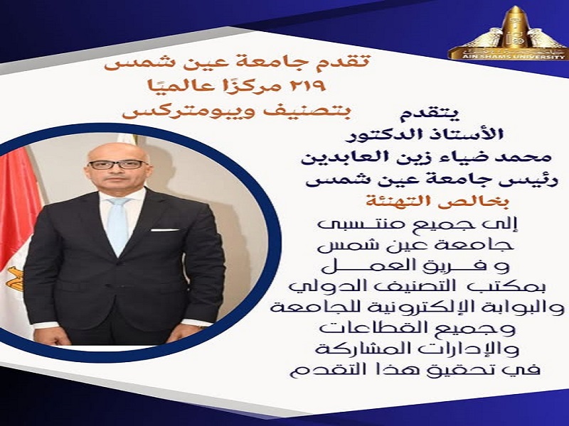 The President of University congratulates the team at the International Rankings Office and the University's Electronic Portal for their efforts in advancing 219 places in the Webometrics Ranking