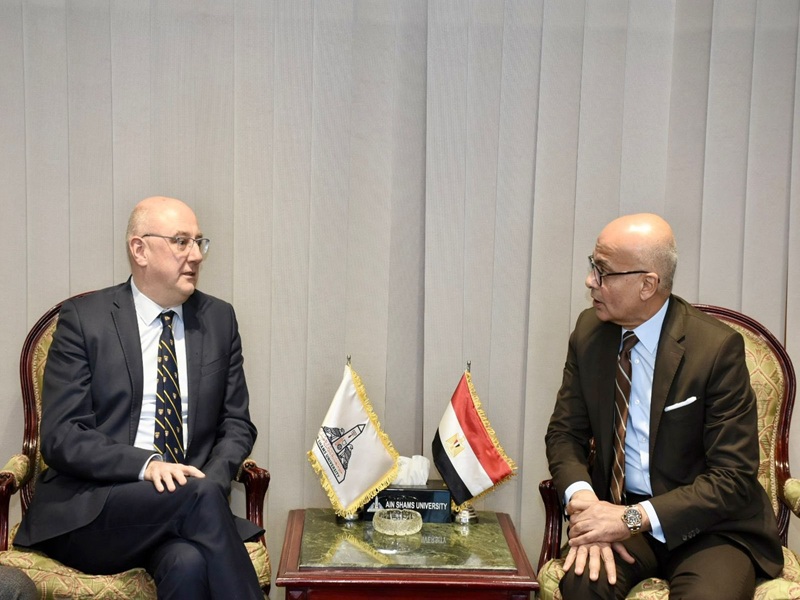 President of Ain Shams University Receives Delegation from the University of Exeter to Discuss Strengthening Academic Cooperation and Activating International Partnerships