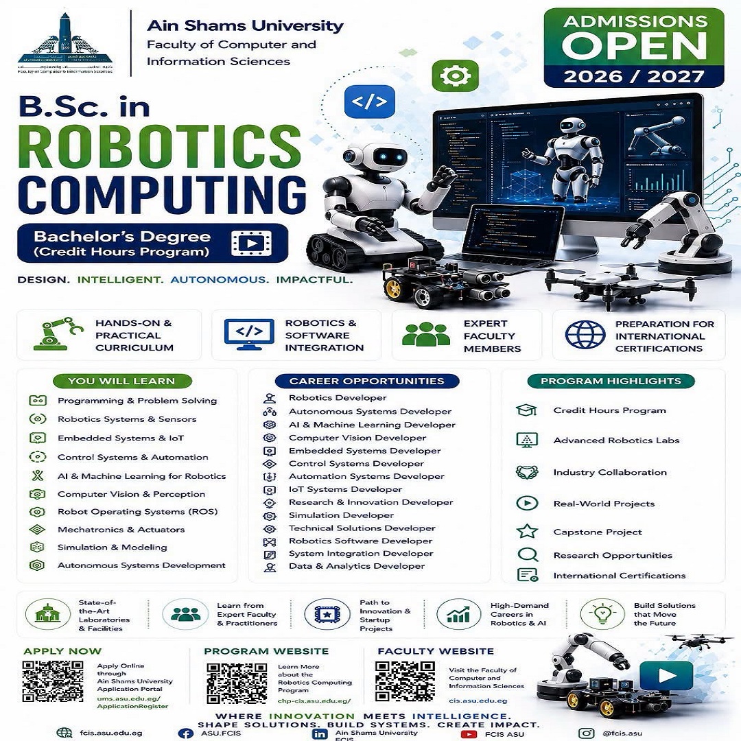 Robotics Computing at Ain Shams University: A Step Towards Leading the Future of Robotics and Smart Technology