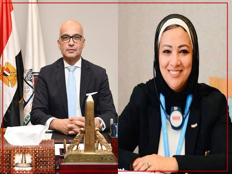 رئيس جامعة عين شمس يهنئ الدكتورة جينا الفقي بتجديد تكليفها قائمًا بأعمال رئيس أكاديمية البحث العلمي والتكنولوجيا والمشرف العام على بنك المعرفة المصري