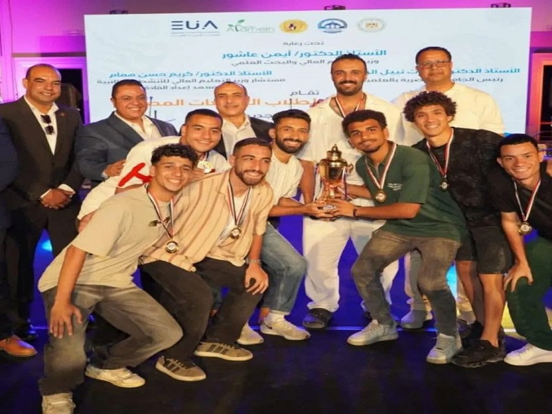 جامعة عين شمس تحرز المركز الأول في كرة القدم الخماسية في بطولة العلمين الأولى لطلاب الجامعات المصرية