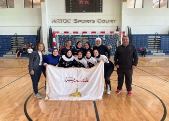 The Education and Student Sector at Ain Shams University continues its achievements, achieving first place and the gold medal in the female student handball tournament at the 52nd Martyr Al-Rifai Egyptian Universities Tournament