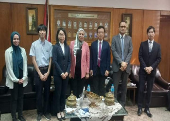 The Dean of the Faculty of Al-Alsun meets with a Japanese delegation to discuss ways of joint cooperation