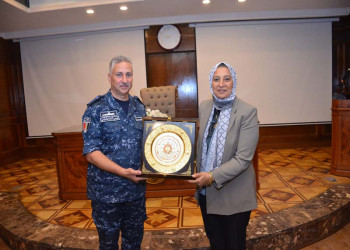 A high-level delegation of faculty staff of Ain Shams University on a visit to the naval base in Alexandria