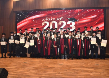 The President of Ain Shams University and the Dean of the Faculty of Medicine witness the first graduation ceremony of the international medical students, Class 2023, under the supervision of the university’s alumni associations.
