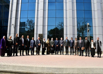 The President of Ain Shams University and his Vice President for Postgraduate Studies receive the President of Atomic Energy and the Director of Technical Cooperation at the International Atomic Energy Agency
