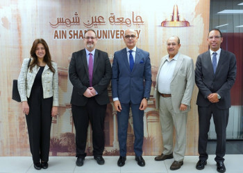 The President of Ain Shams University receives a delegation from the Canadian International College (CIC) and Anglia Ruskin University (UK) to discuss enhancing international cooperation