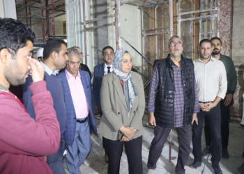 Prof. Dr. Ghada Farouk, Vice President of Ain Shams University for Community Service and Environment Affairs, inspects the restoration and development of the Zafaran Palace